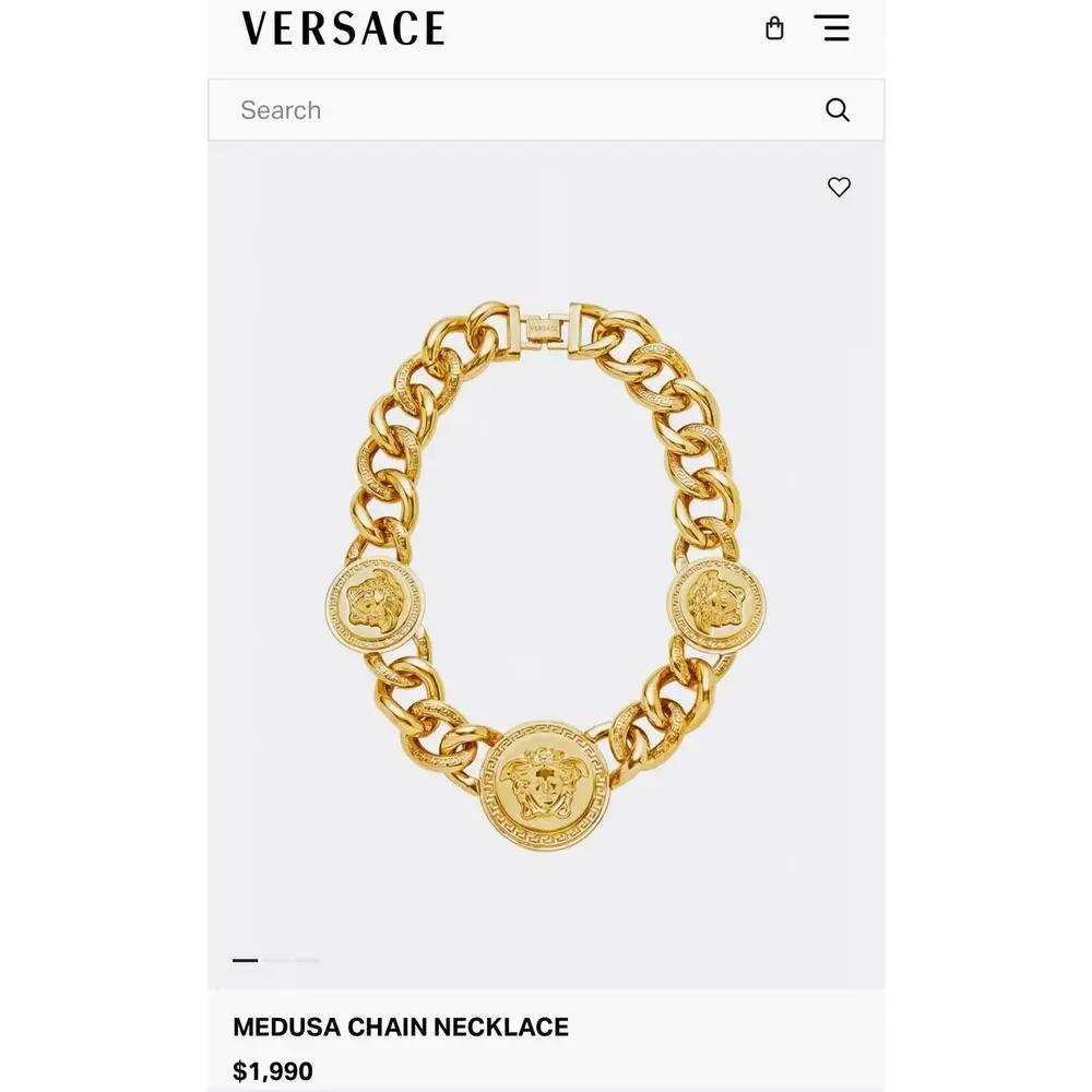 NECKLACE: Golden-Tone Lion Head Thick Chain w/Lg Alloy Pendant & Zirconias, NWOT